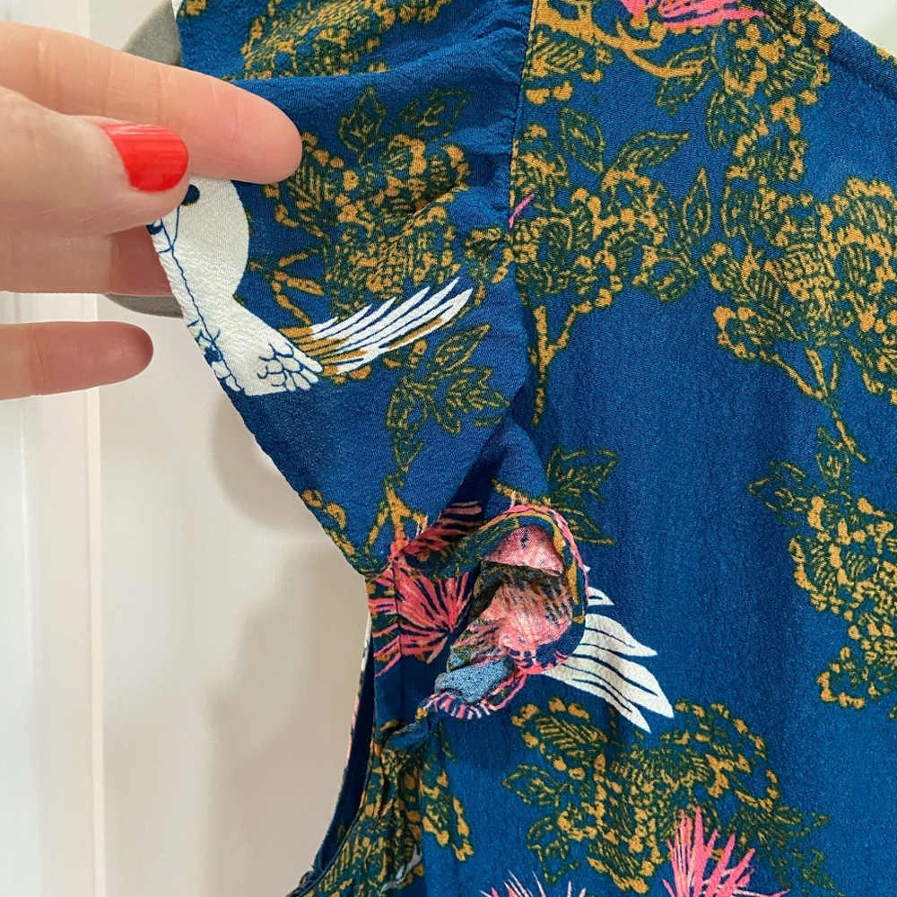 Express Colorful Egret Print Ruffled Romper - Picture 7 of 9